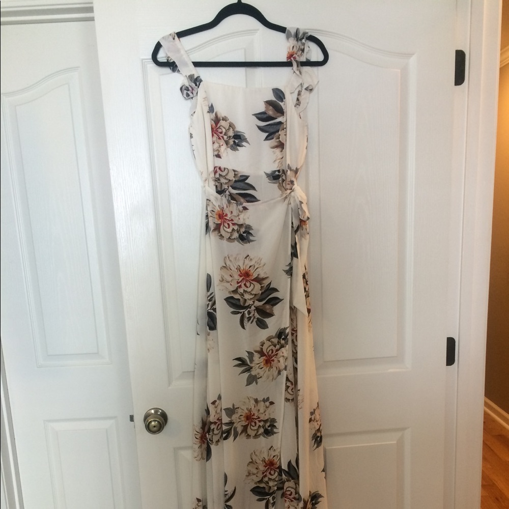 BOHO White Floral Wrap Maxi Dress